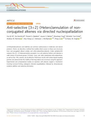 Annulation of Non-Conjugated Alkenes Via Directed Nucleopalladation