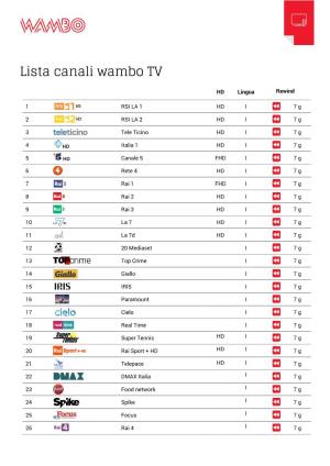 Lista Canali Wambo TV
