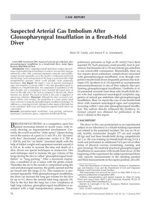 Suspected Arterial Gas Embolism After Glossopharyngeal Insufflation