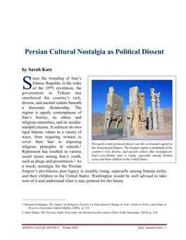 Persian Cultural Nostalgia As Political Dissent