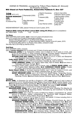 HORSE in TRAINING, Consigned by Trillium Place Stables (D. Simcock) the Property of Darley Will Stand at Park Paddocks, Somerville Paddock P, Box 327