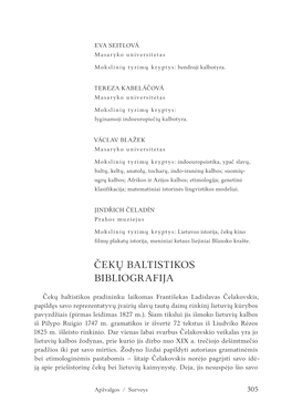 Čekų Baltistikos Bibliografija