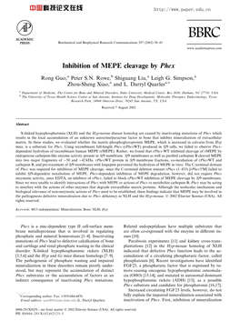 Inhibition of MEPE Cleavage by Phex