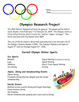 Olympics Research Project
