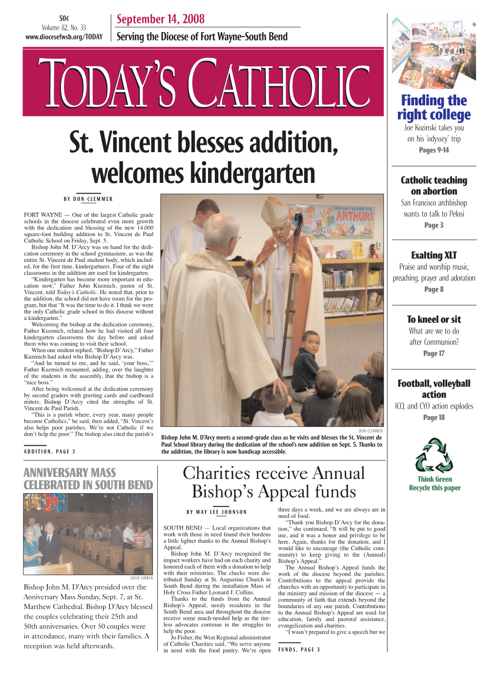 St. Vincent Blesses Addition, Welcomes Kindergarten