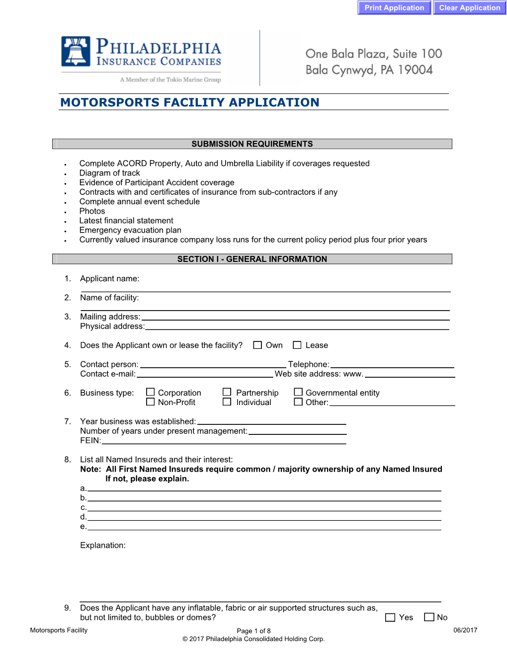 Motorsports Facility Application