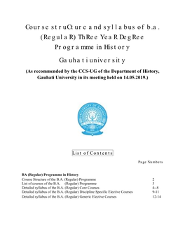 Three Year Degree Programme in History Gauhati University