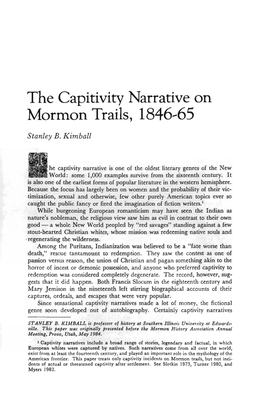 The Capitivity Narrative on Mormon Trails, 1846-65