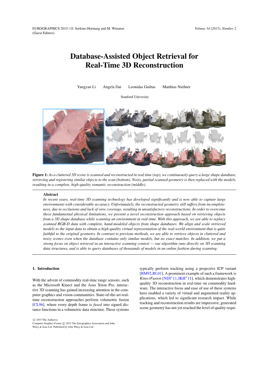 Database-Assisted Object Retrieval for Real-Time 3D Reconstruction