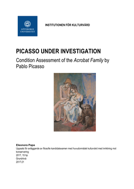 PICASSO UNDER INVESTIGATION Condition Assessment of the Acrobat Family by Pablo Picasso