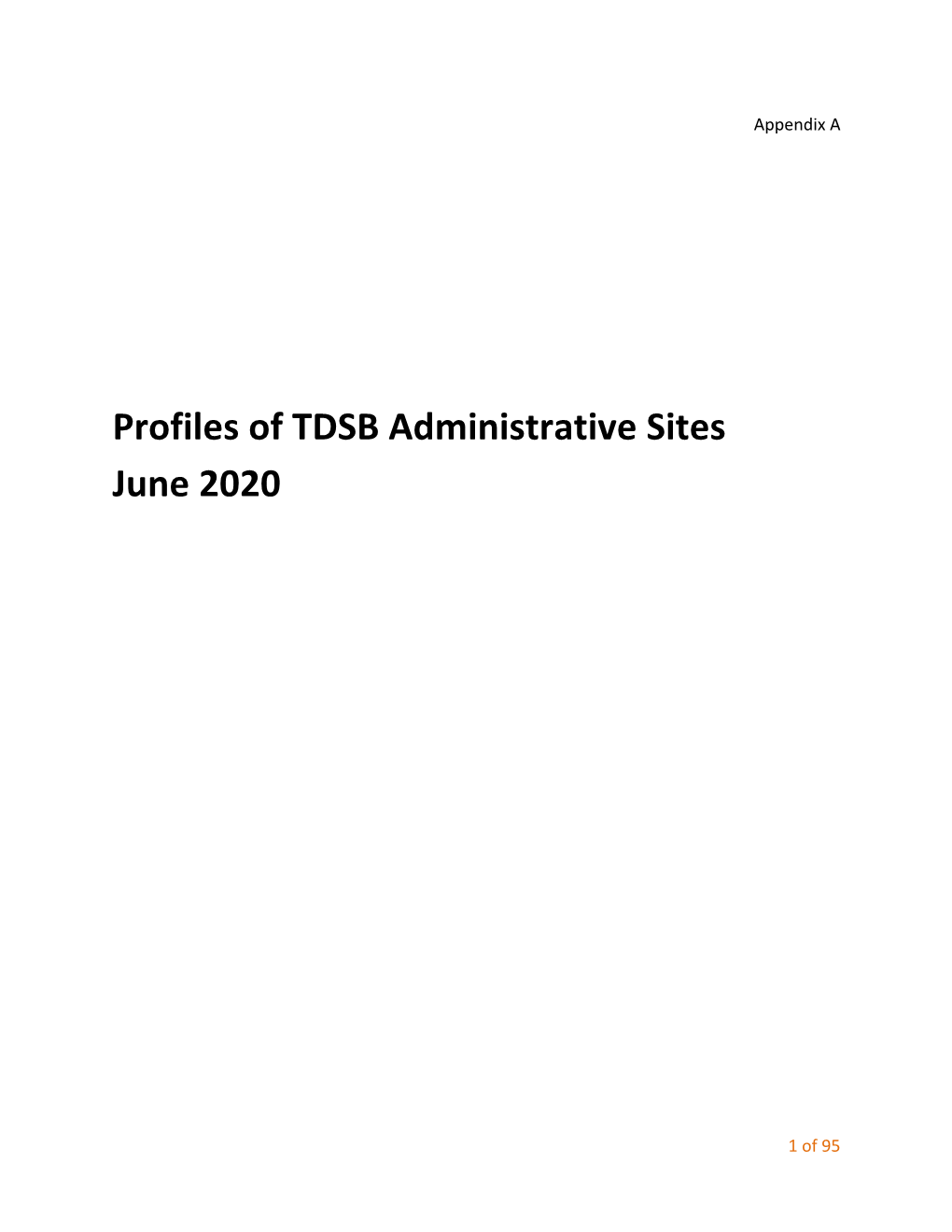 Profiles of TDSB Administrative Sites June 2020