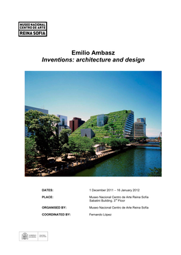 Emilio Ambasz Inventions: Architecture and Design
