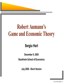 Robert Aumann's Game and Economic Theory