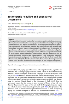 Technocratic Populism and Subnational Governance