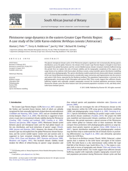 A Case Study of the Little Karoo Endemic Berkheya Cuneata (Asteraceae)