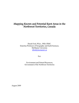 Mapping Known and Potential Karst Areas in the Northwest Territories, Canada