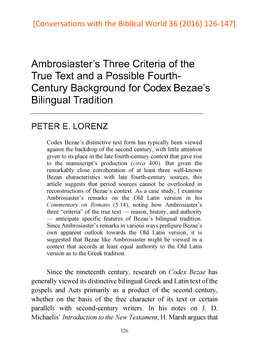 Ambrosiaster's Three Criteria of the True Text And