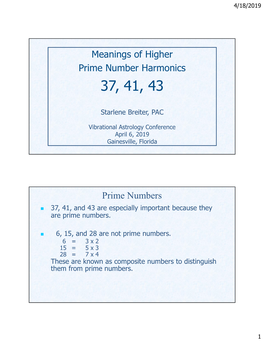 Meanings of Higher Prime Number Harmonics Prime Numbers