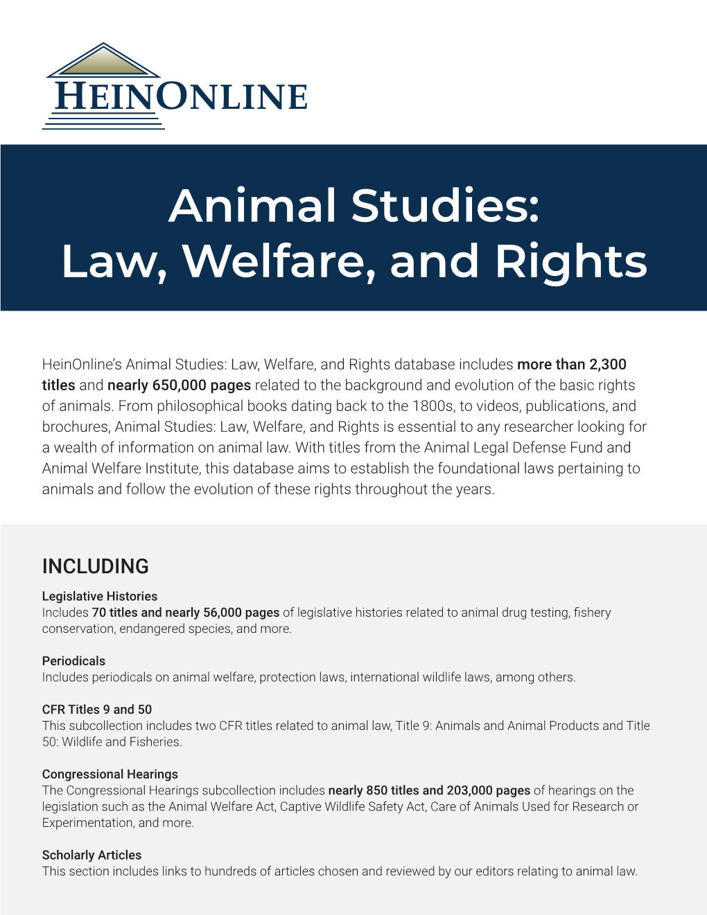 Animal Studies: Law, Welfare, and Rights