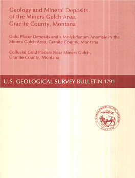 Geology and Mineral Deposits of the Miners Gulch Area, Granite County, Montana