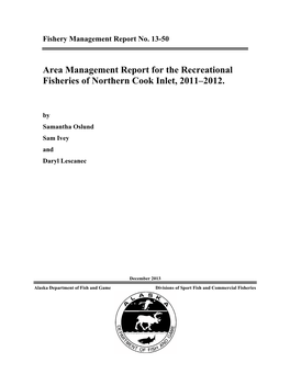 Area Management Report for the Recreational Fisheries of Northern Cook Inlet, 2011–2012