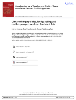 Climate Change Policies, Land Grabbing and Conflict: Perspectives from Southeast Asia