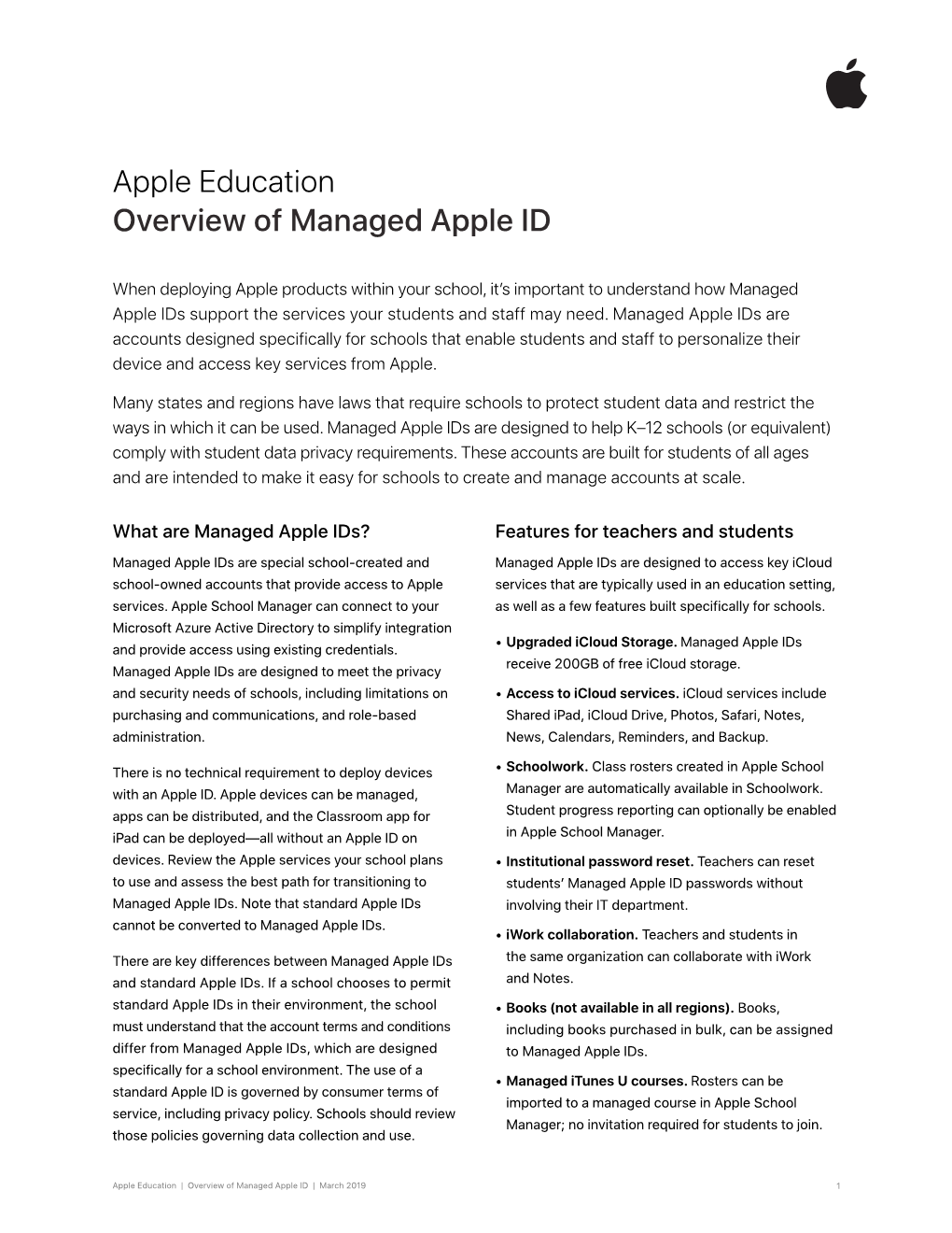 Apple Education Overview of Managed Apple ID