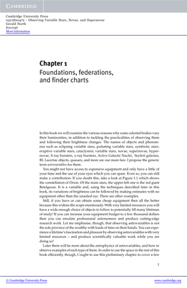 Chapter 1 Foundations, Federations, and Finder Charts