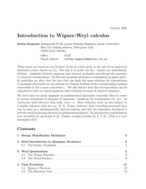Introduction to Wigner-Weyl Calculus