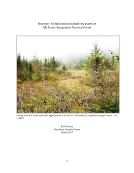 Inventory for Fens and Associated Rare Plants on Mt. Baker-Snoqualmie National Forest