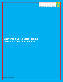 CBD Credit Cards Valet Parking “Terms and Conditions & FAQ’S “