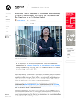 As Incoming Dean of the College of Architecture, Art and Planning of Cornell University, Meejin Yoon Shares Her Insights from He
