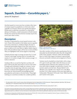 Squash, Zucchini—Cucurbita Pepo L.1 James M