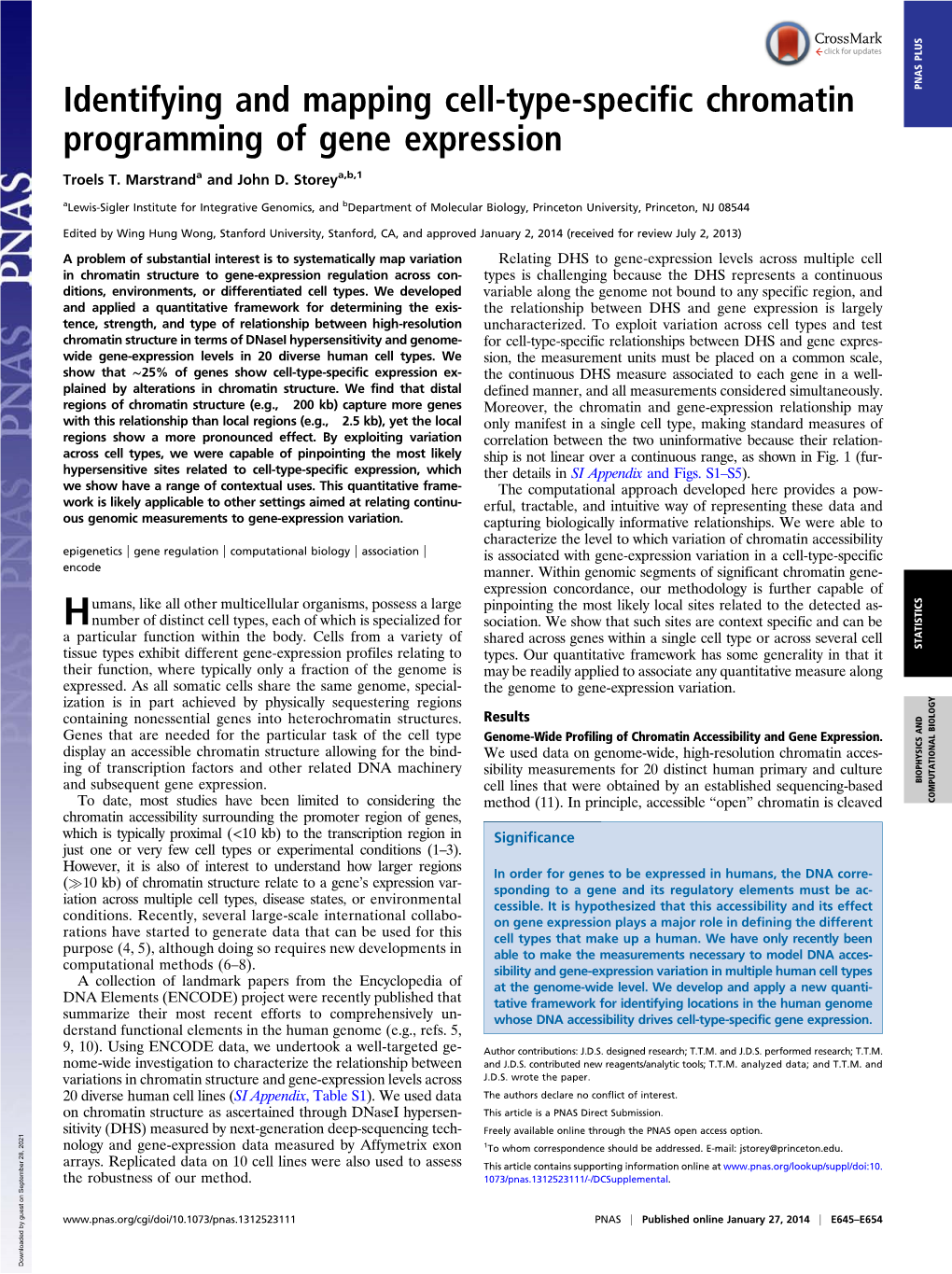 Identifying and Mapping Cell-Type-Specific Chromatin PNAS PLUS Programming of Gene Expression