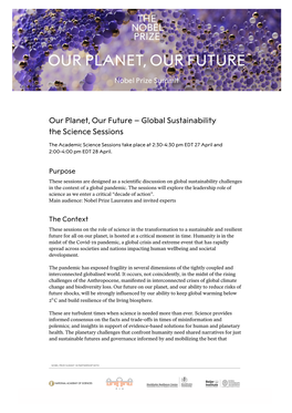 Our Planet, Our Future – Global Sustainability the Science Sessions