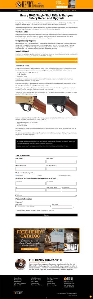 Henry H015 Single Shot Rifle & Shotgun Safety Recall and Upgrade