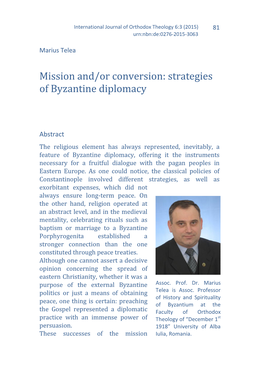 Mission And/Or Conversion: Strategies of Byzantine Diplomacy