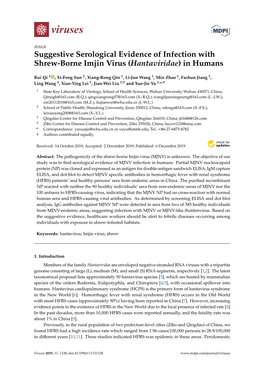Suggestive Serological Evidence of Infection with Shrew-Borne Imjin Virus (Hantaviridae) in Humans