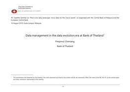 Data Management in the Data Evolution Era at Bank of Thailand1