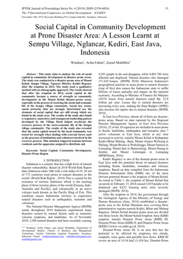 Social Capital in Community Development at Prone Disaster Area: a Lesson Learnt at Sempu Village, Nglancar, Kediri, East Java, Indonesia