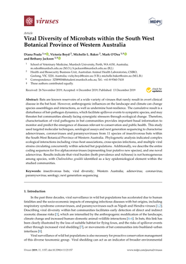 Viral Diversity of Microbats Within the South West Botanical Province of Western Australia