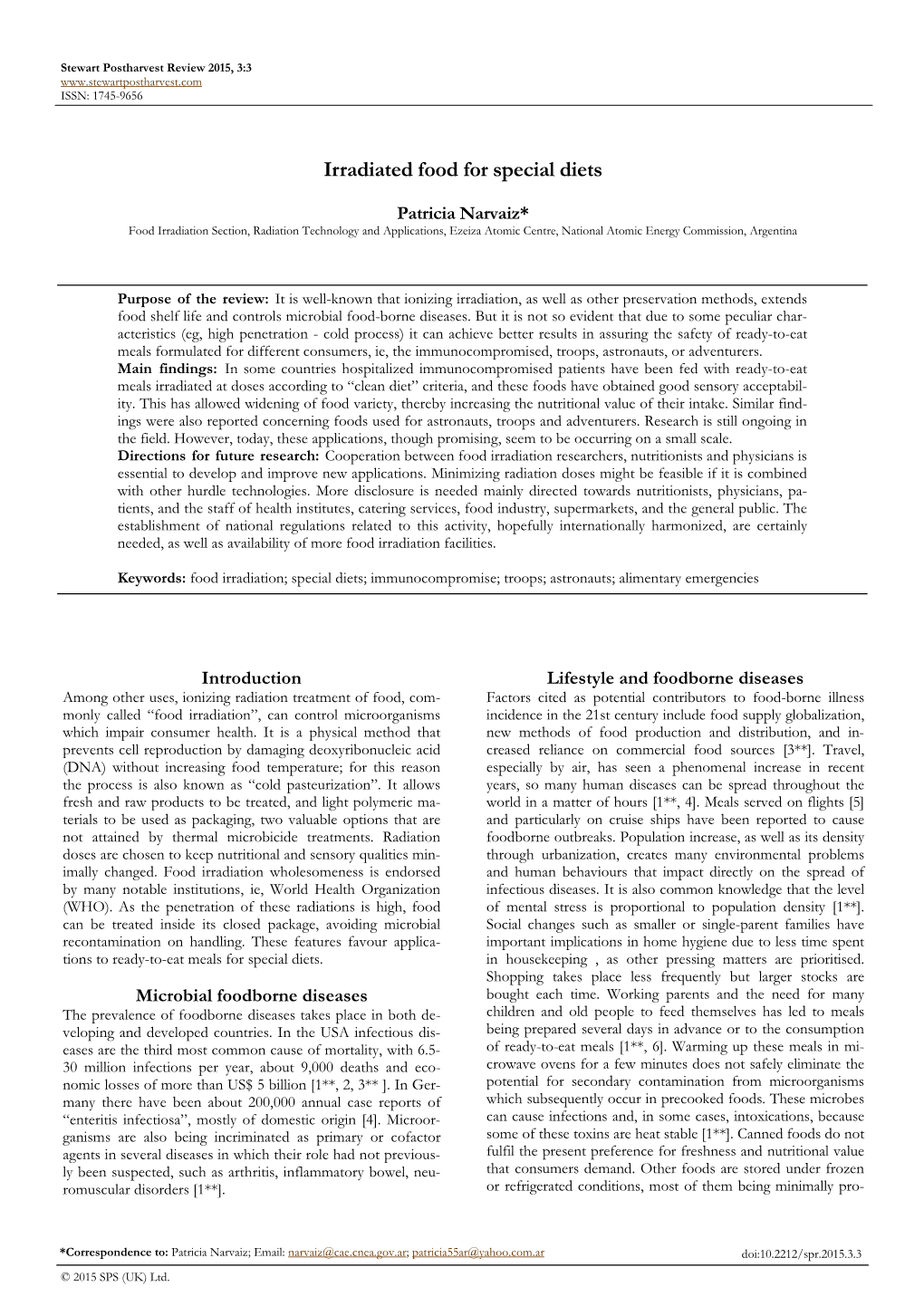 Irradiated Food for Special Diets