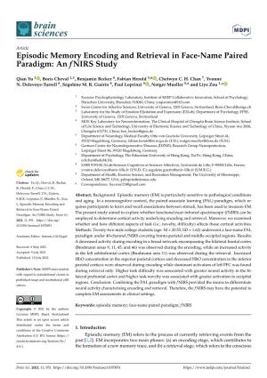 Episodic Memory Encoding and Retrieval in Face-Name Paired Paradigm: an Fnirs Study