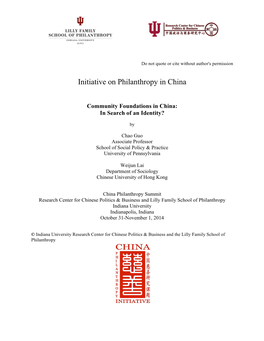 Initiative on Philanthropy in China