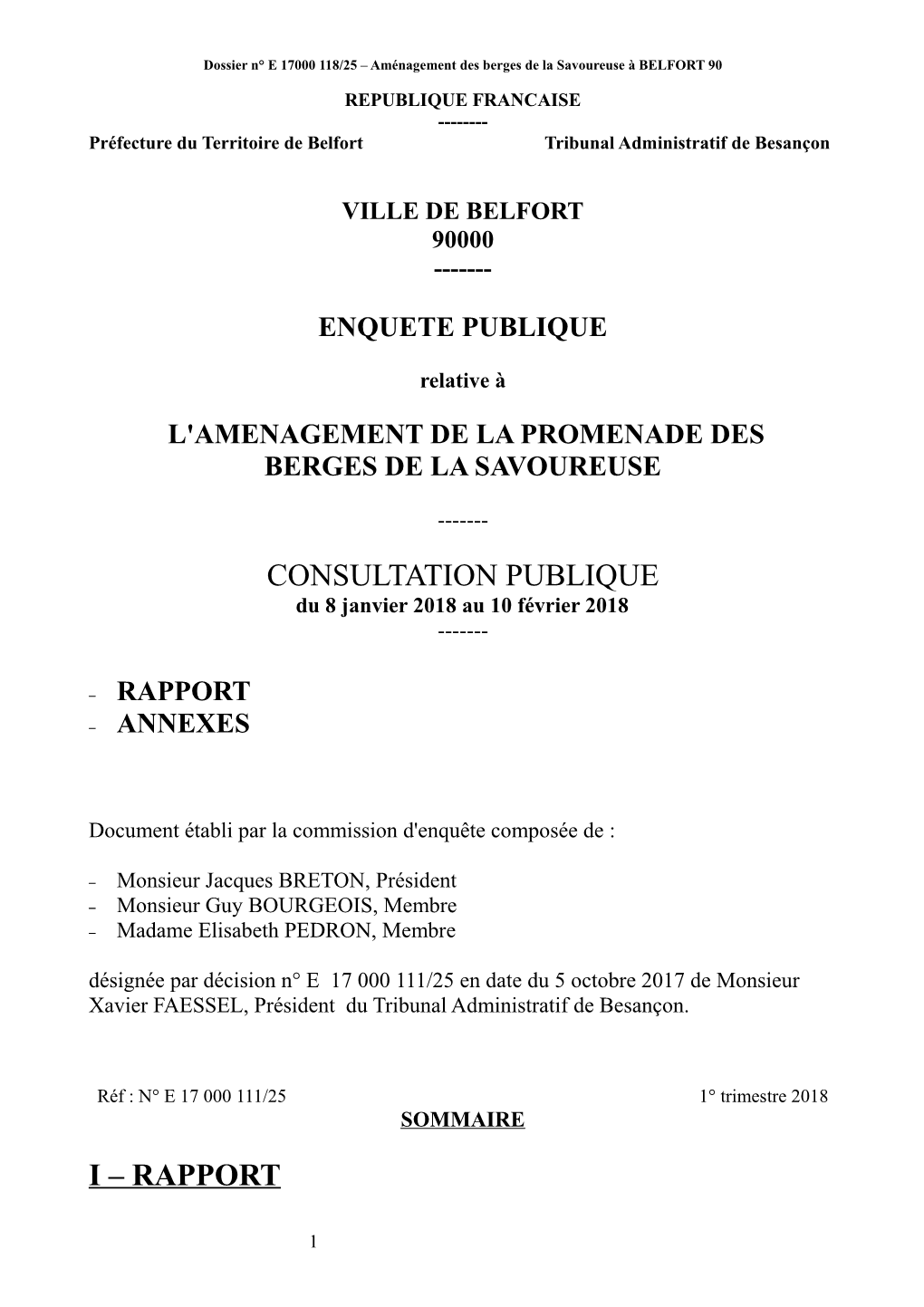 Rapport – Annexes