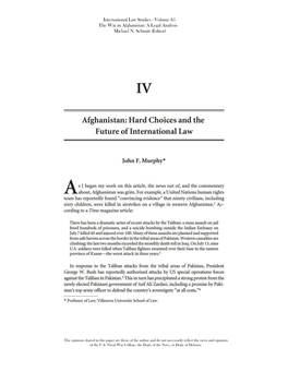 Afghanistan: Hard Choices and the Future of International Law