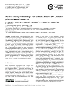 Detrital Zircon Geochronologic Tests of the SE Siberia-SW Laurentia Paleocontinental Connection