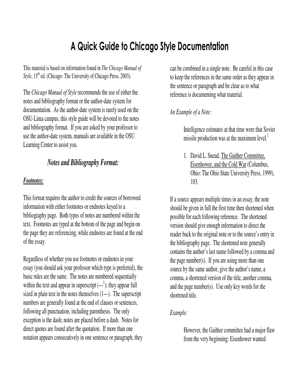 A Quick Guide to Chicago Style Documentation