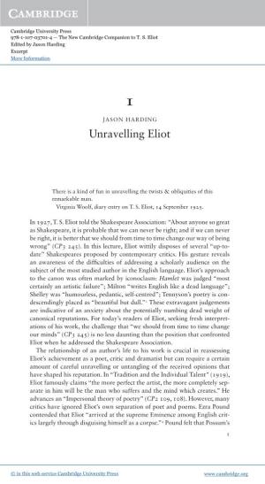 Unravelling Eliot
