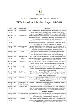 TPTV Schedule July 30Th - August 5Th 2018